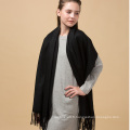 Haut grade femmes hiver super doux et chaud tricot noir 100% écharpe en cachemire